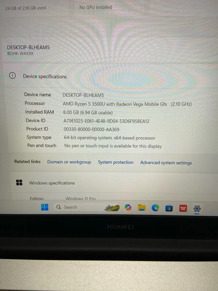 Huawei Laptop Ryzen 5 8/256 - Image 4