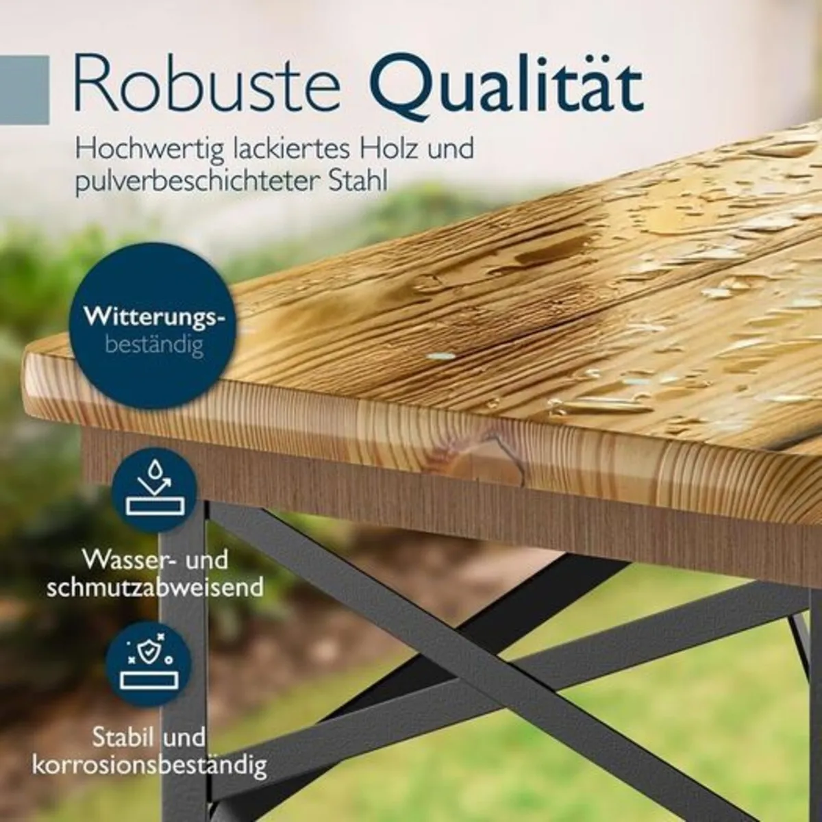 Wooden Picnic Table with 2 Benches – Foldable Outd - Image 2