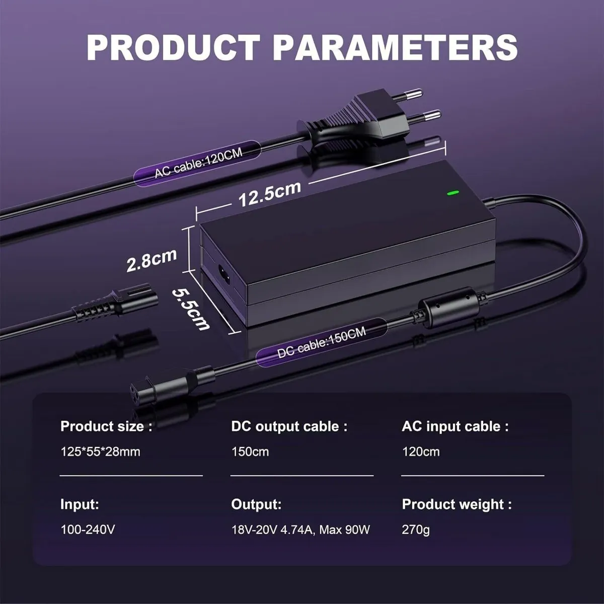 90W Universal Laptop AC Adapter Charger - Image 4