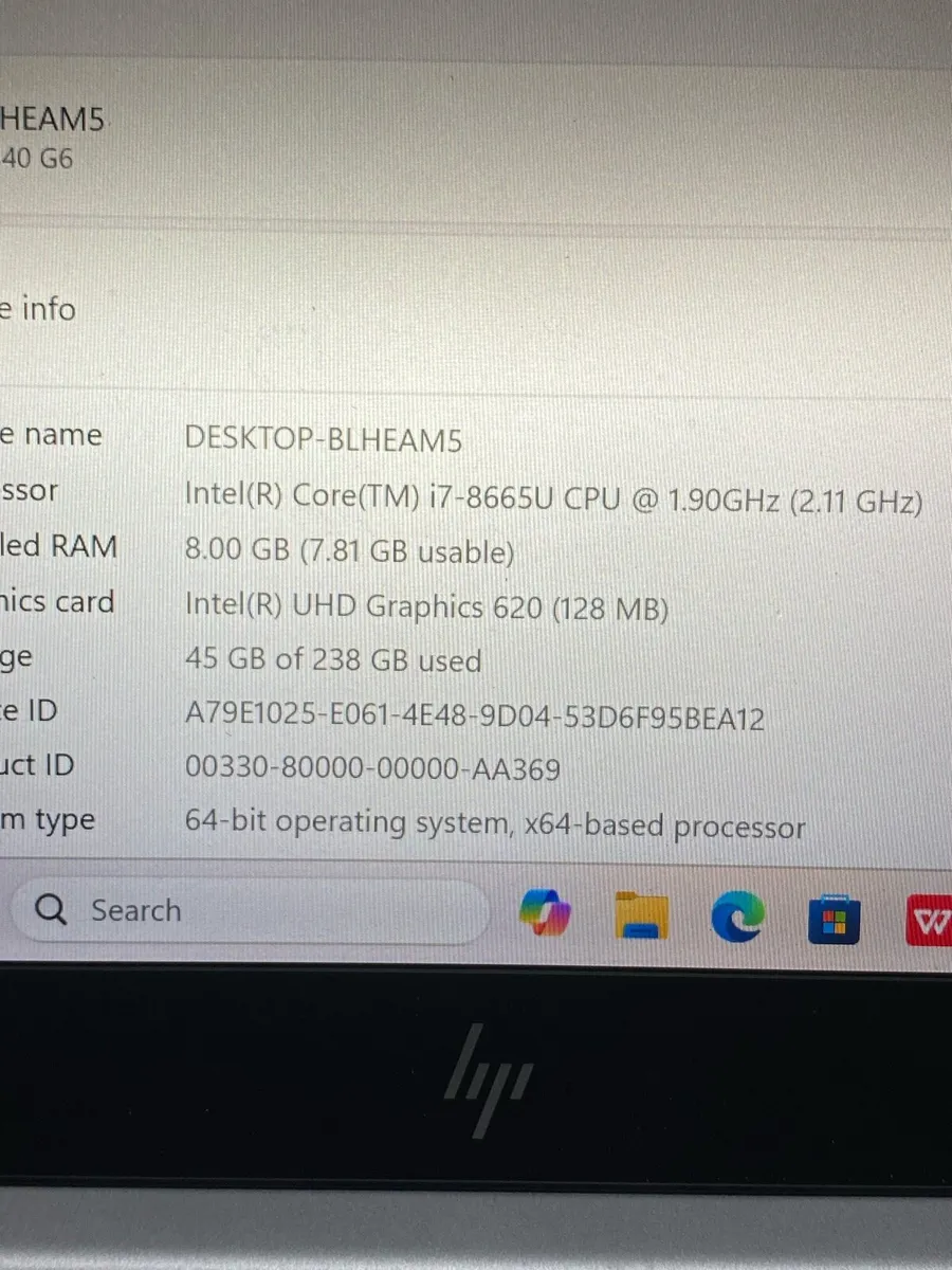 4 x HP i7 pro Laptops 8/256 windows 11 - Image 4