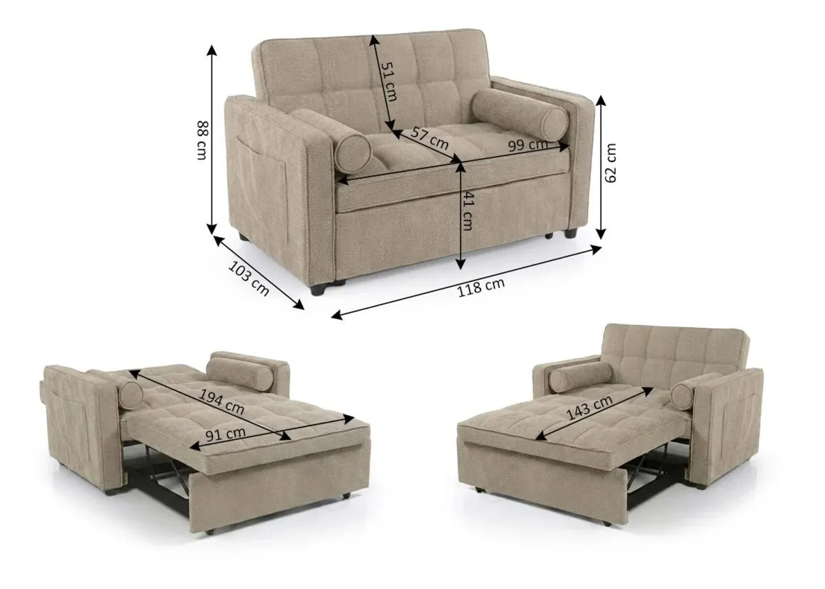 🛋️ Small Beige Sofa Bed – Only 118cm Wide - Image 4