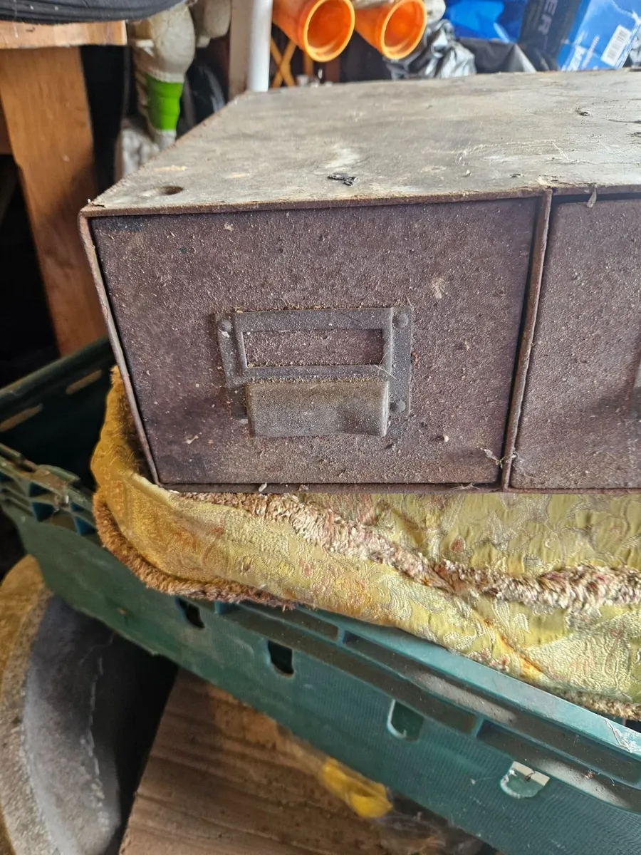 Vintage Metal Index Card Filing Cabinet - Image 2