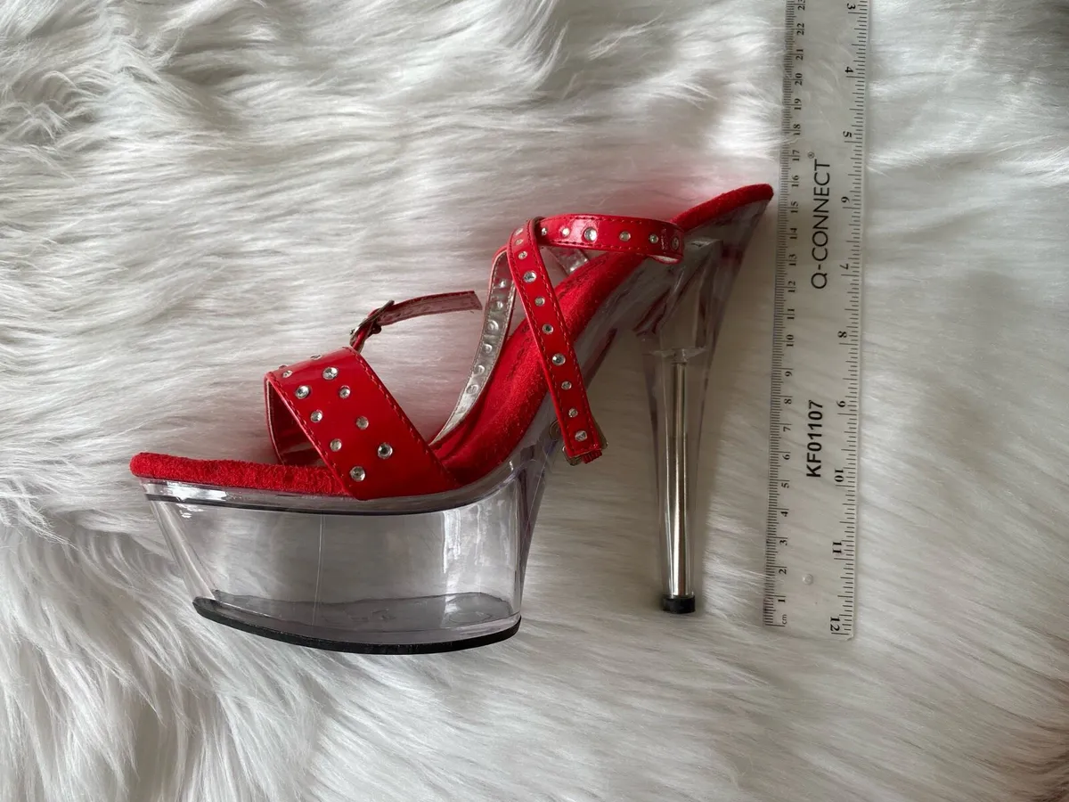 Shoes  👠  Red Platform Stiletto Sandals / Heels - Image 4