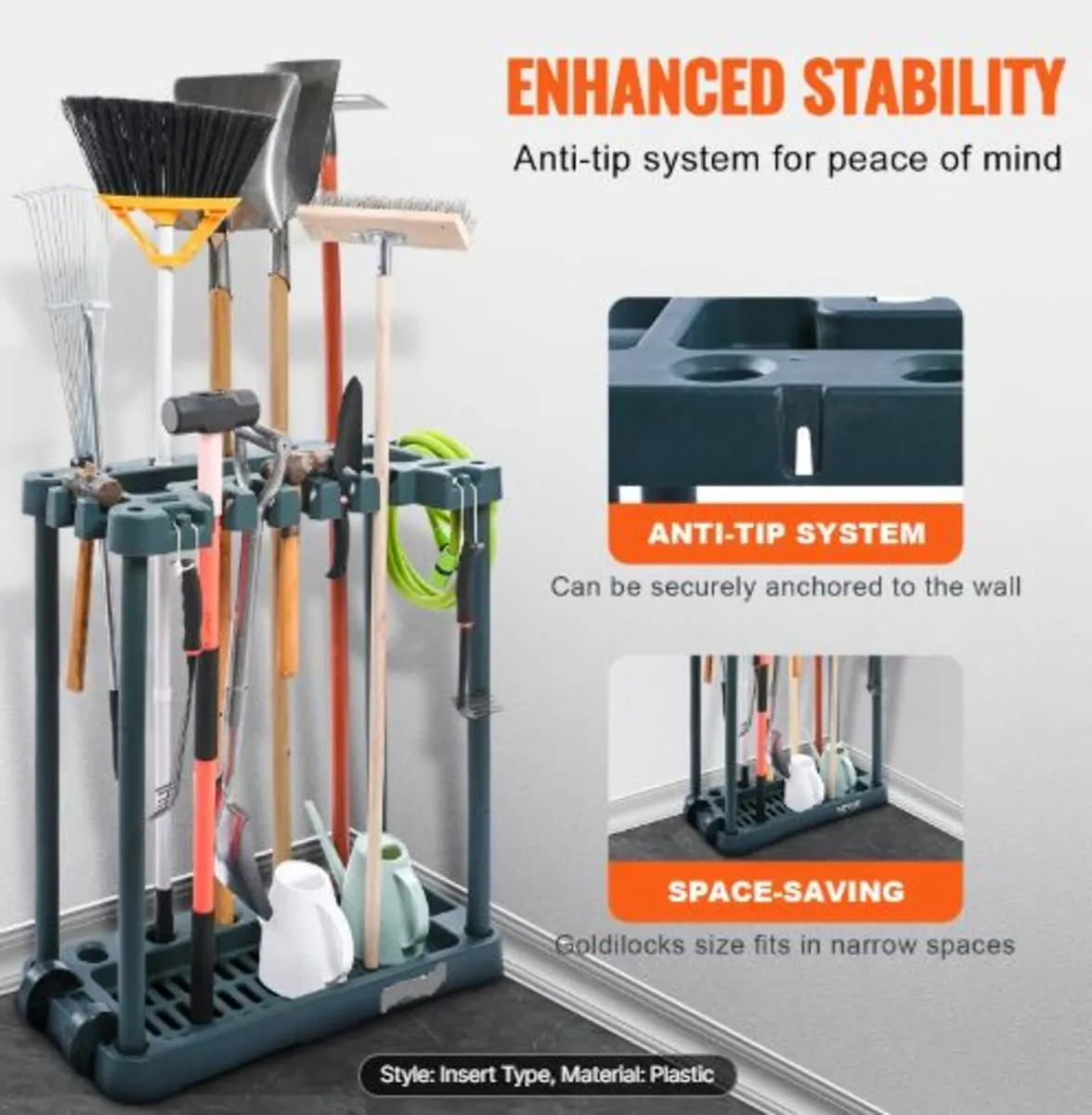Garden Tool Organizer, 10 Slots, Yard Tool Tower - Image 4