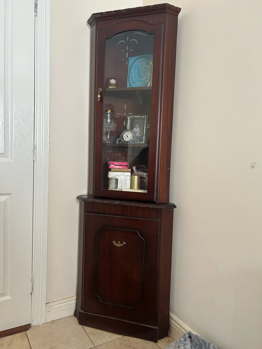 Two Brown Corner Shelves - Image 2