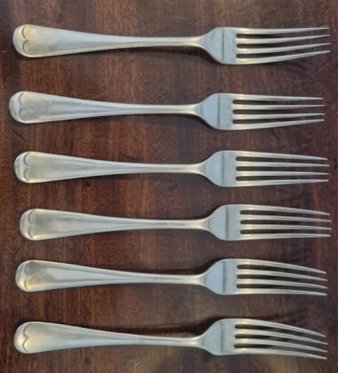 Antique Silver Dinner Fork Set of 6 - Image 2