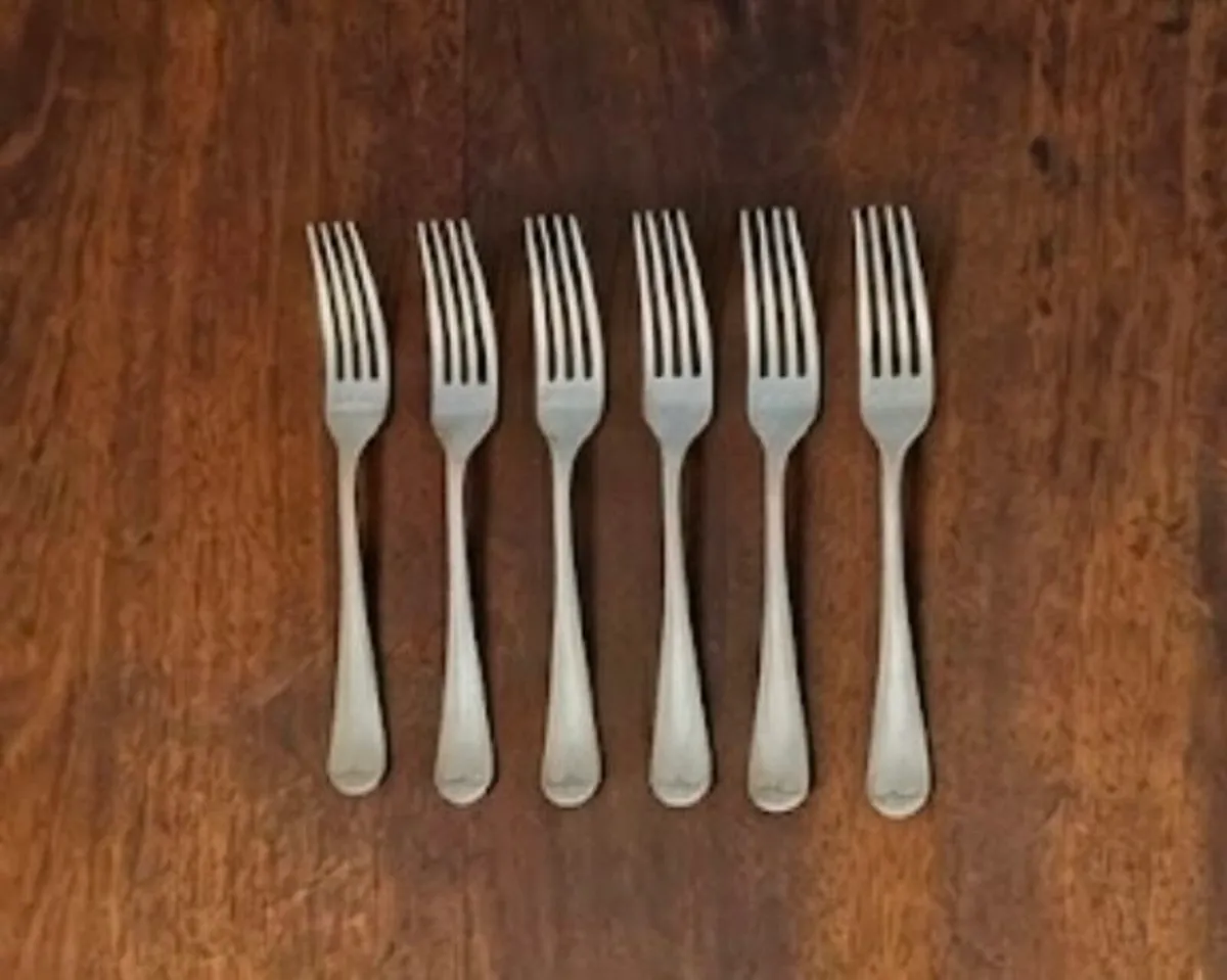 Antique Silver Dinner Fork Set of 6 - Image 1