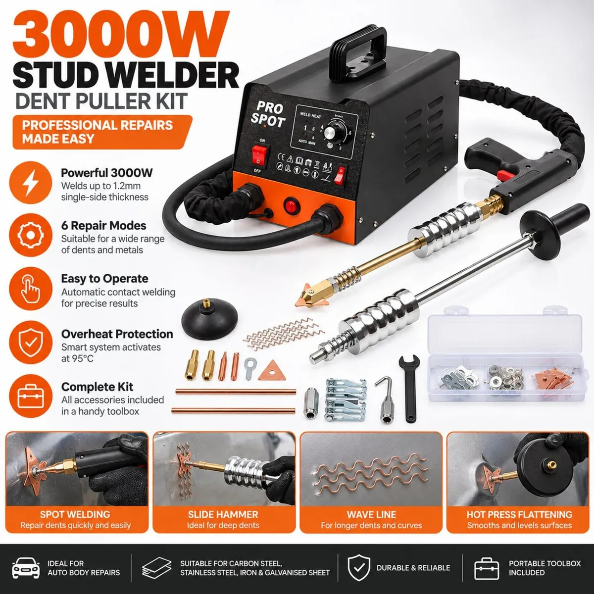 3000W Stud Welder Dent Puller Kit – 6 Mode Auto Bo - Image 2
