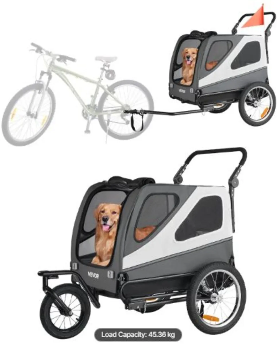 Dog Bike Trailer, Supports up to 45 kg, 2-in-1 Pet - Image 1
