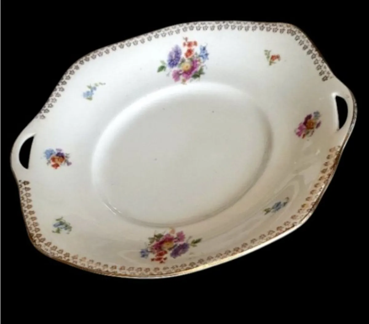 Vintage Continental Porcelain Handled Cake Platter - Image 2
