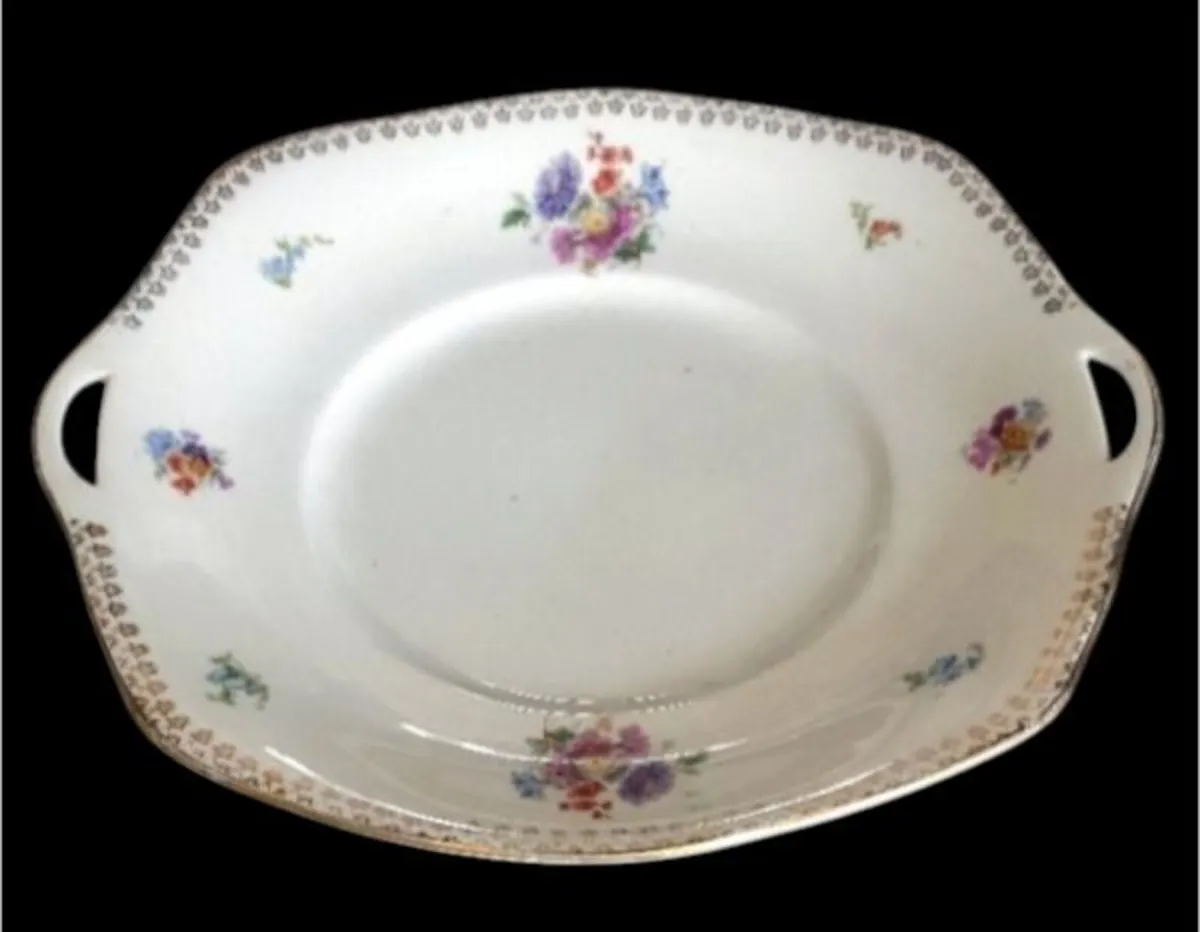 Vintage Continental Porcelain Handled Cake Platter - Image 3