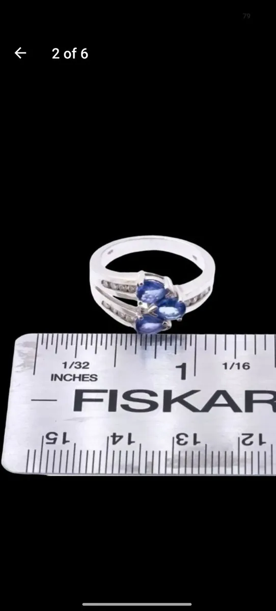 Unique 14k gold Tanzanite and Diamond crossover ri - Image 3