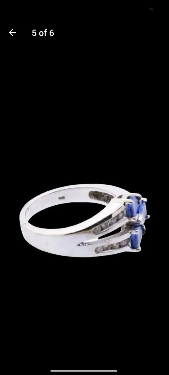 Unique 14k gold Tanzanite and Diamond crossover ri - Image 4