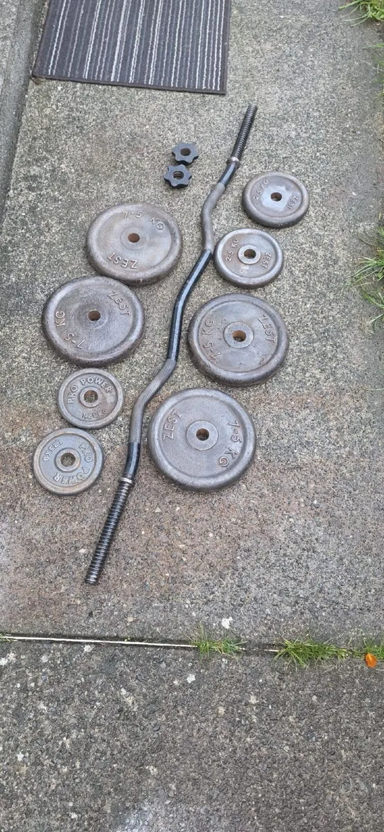 Barbell curl biceps & weights plates 40kg