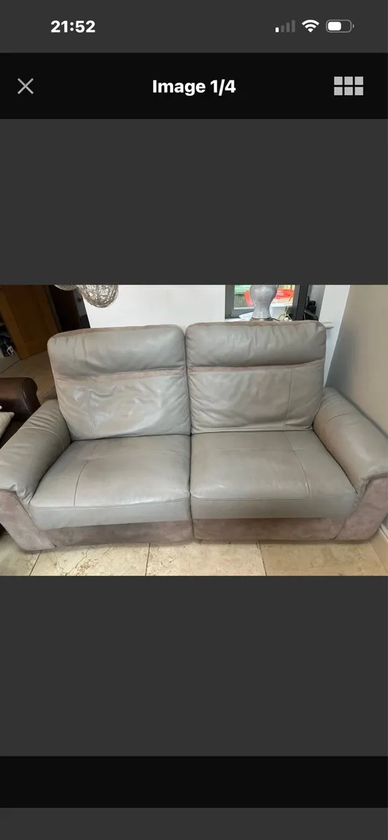 Italian Leather Recliner Sofa - Image 1