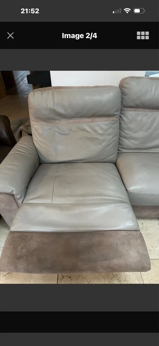 Italian Leather Recliner Sofa - Image 4