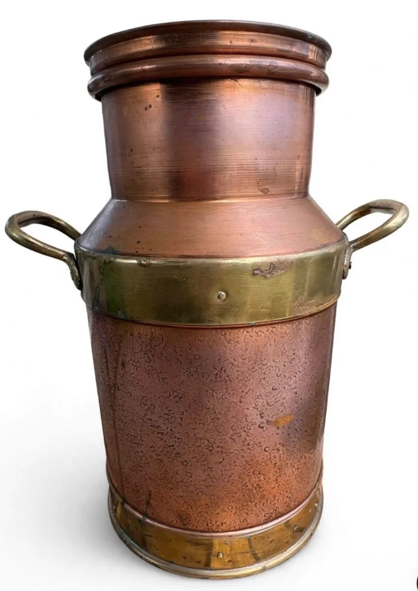 Vintage French Copper and brass milk can