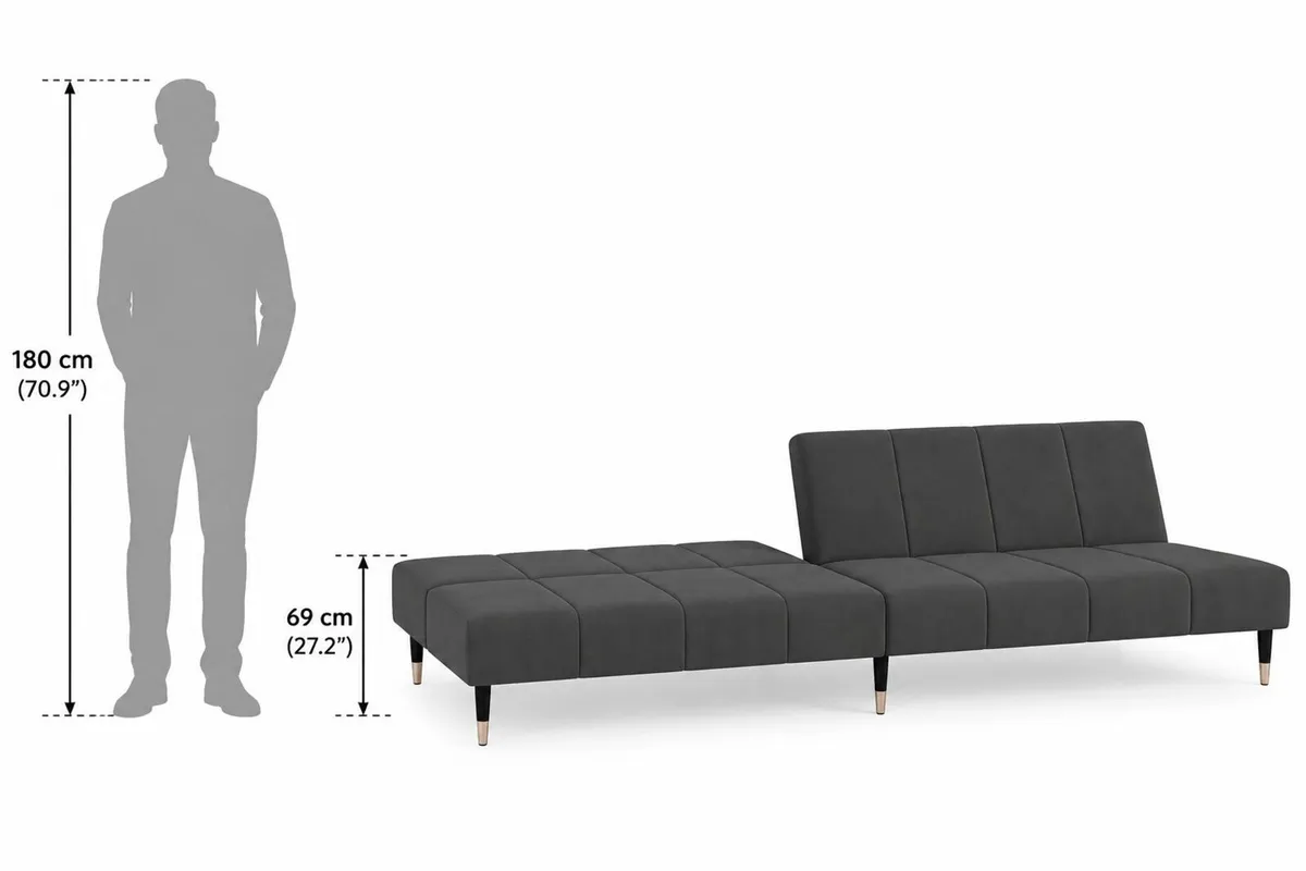 Dark Grey Velvet 2 Seater Sofa Bed - Image 4