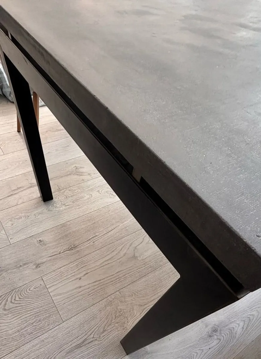 8 Person Dining Table with Concrete Top and Black Legs (chairs not included) - Image 4