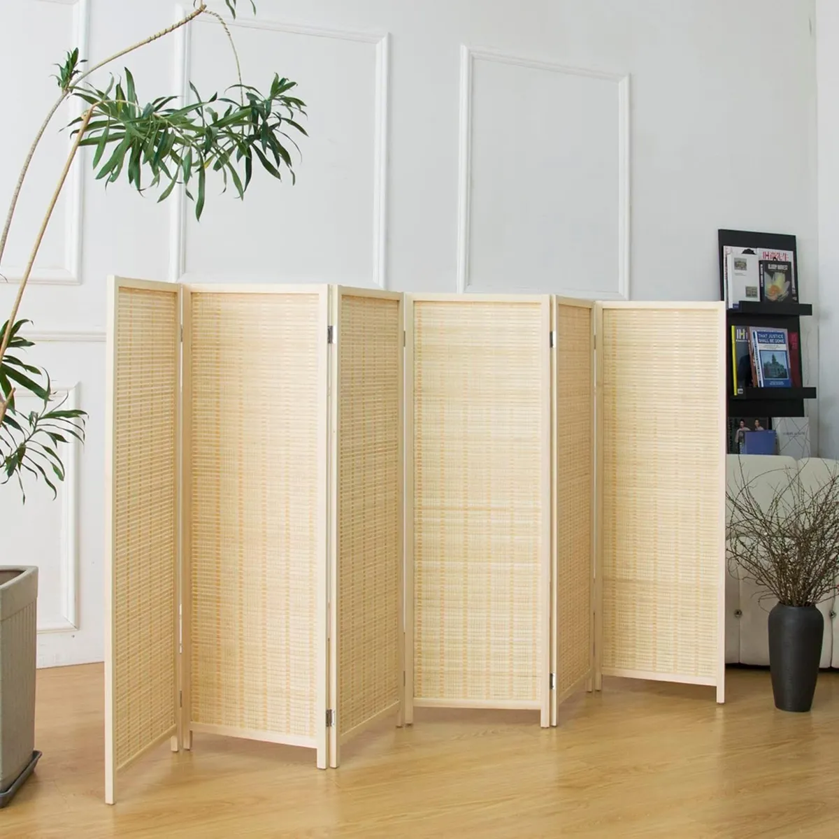 3 Panel Bamboo Room Divider Short Folding Screen - Image 4