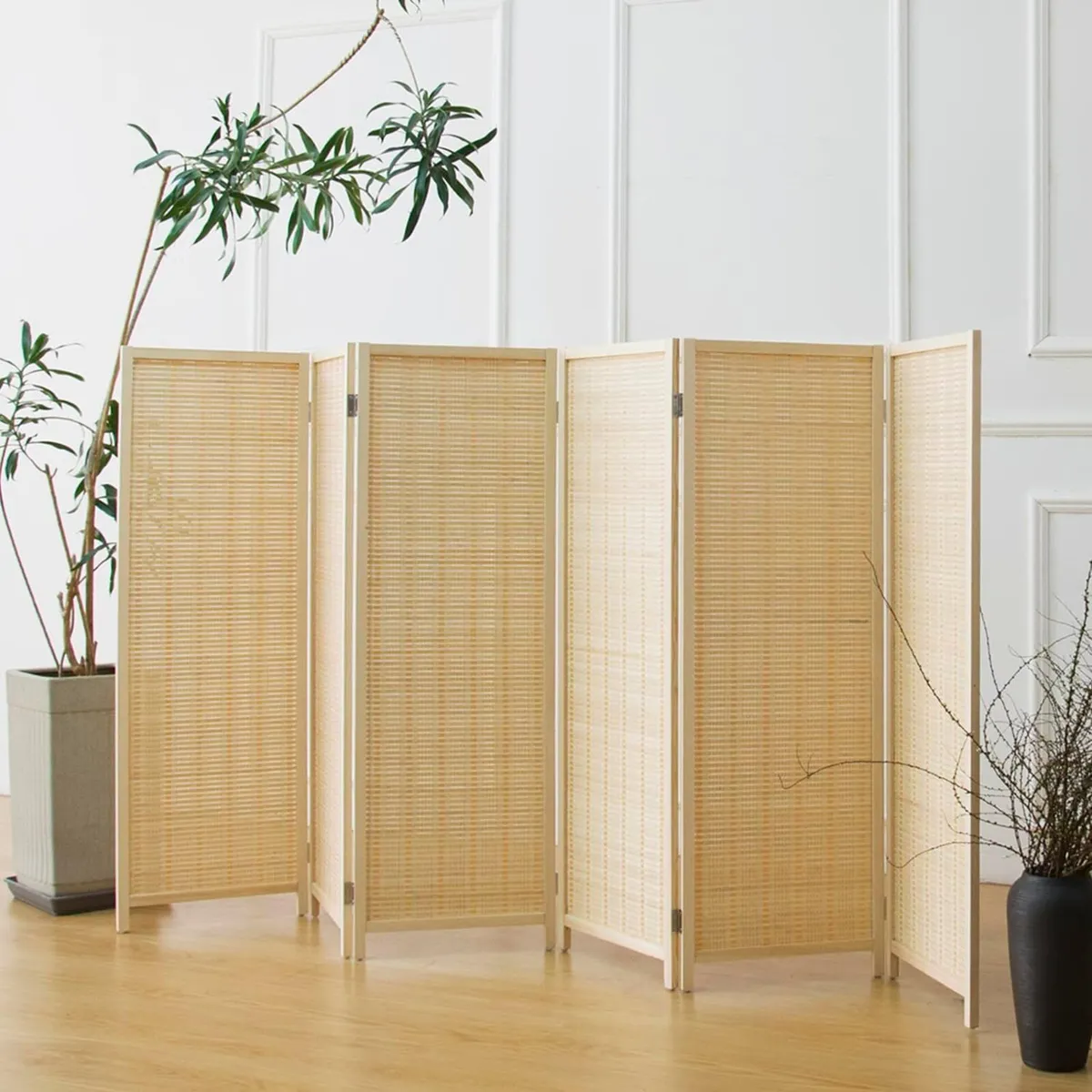 3 Panel Bamboo Room Divider Short Folding Screen - Image 1