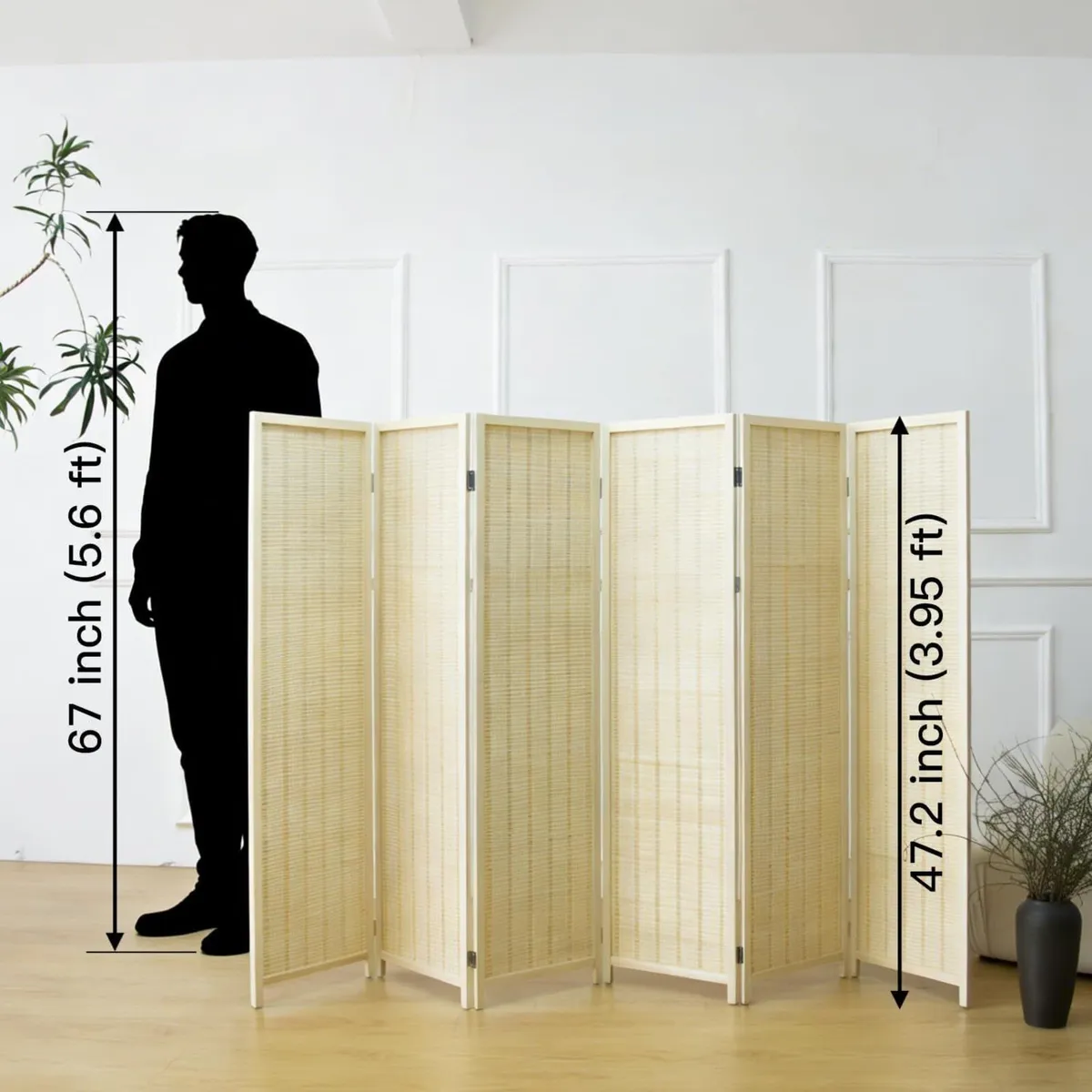3 Panel Bamboo Room Divider Short Folding Screen - Image 2