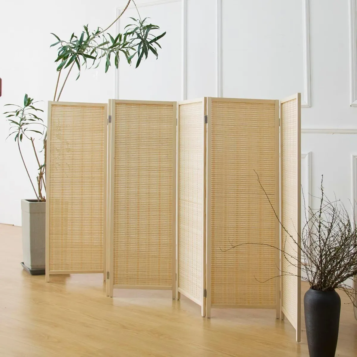 3 Panel Bamboo Room Divider Short Folding Screen - Image 3