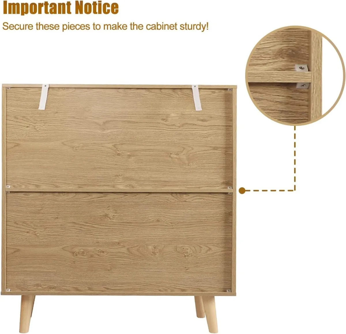 Bedroom Chest of 3 Drawers Wooden Closet Dressers - Image 4