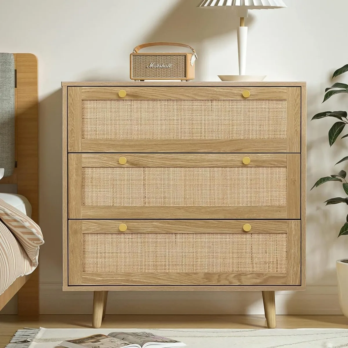 Bedroom Chest of 3 Drawers Wooden Closet Dressers - Image 1