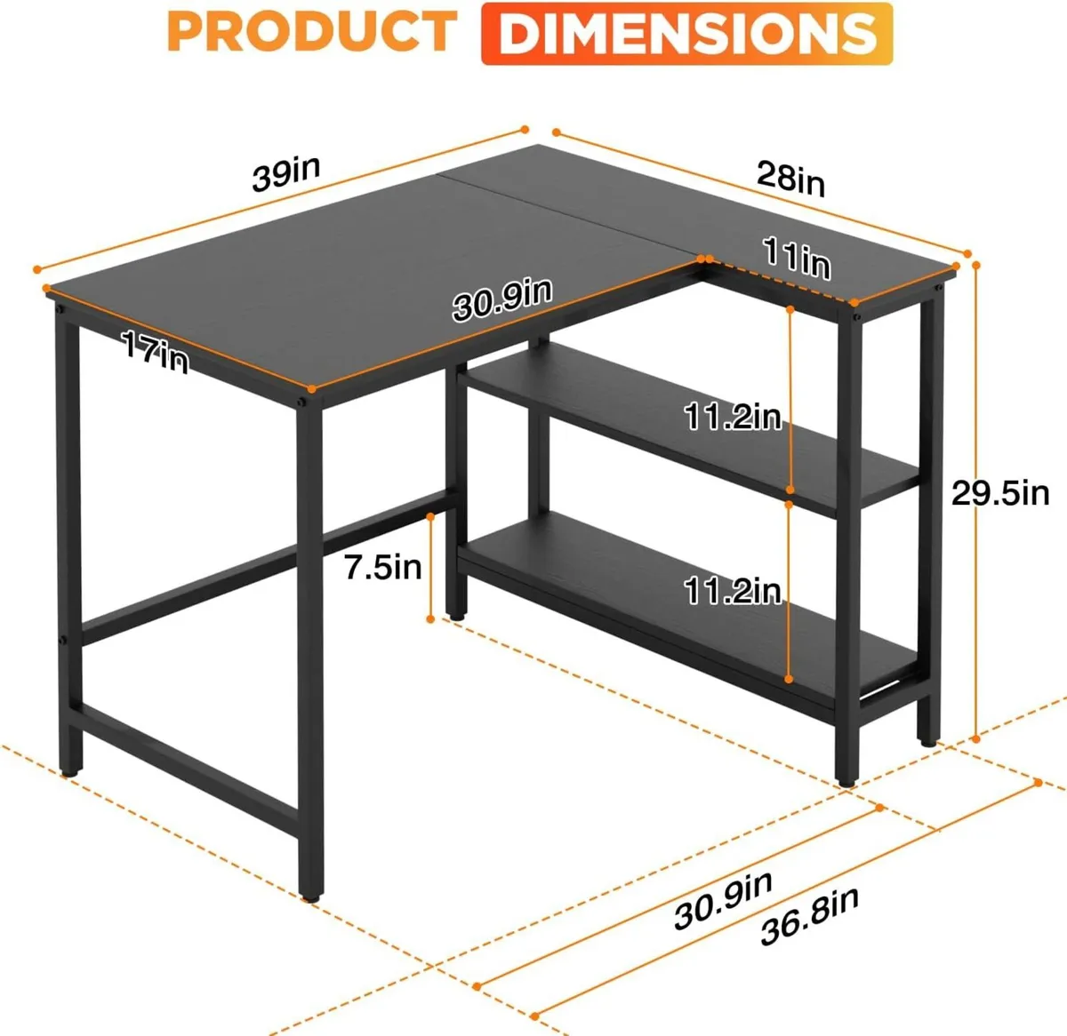100CM L-Shaped Computer Gaming Desk - Image 3