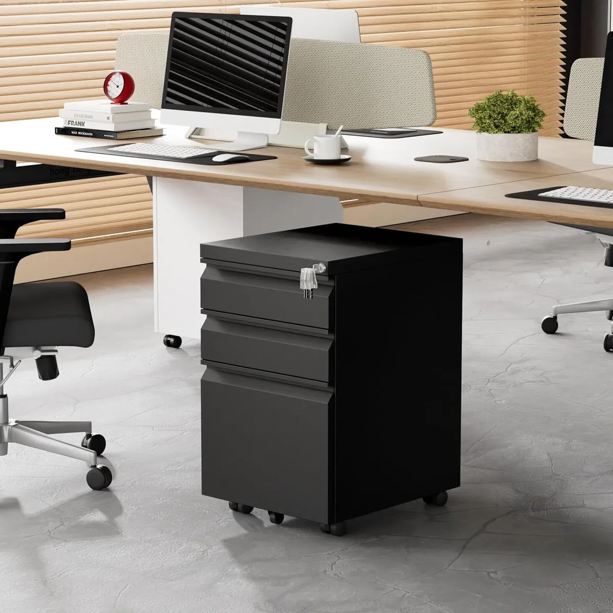 Mobile Filing Cabinet Under Desk 3-Drawer Lockable - Image 2