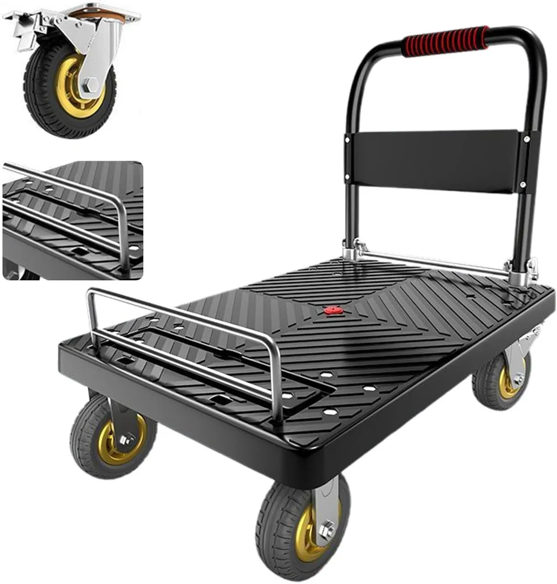 Folding Hand Truck Dolly Cart with Wheels Platform - Image 1