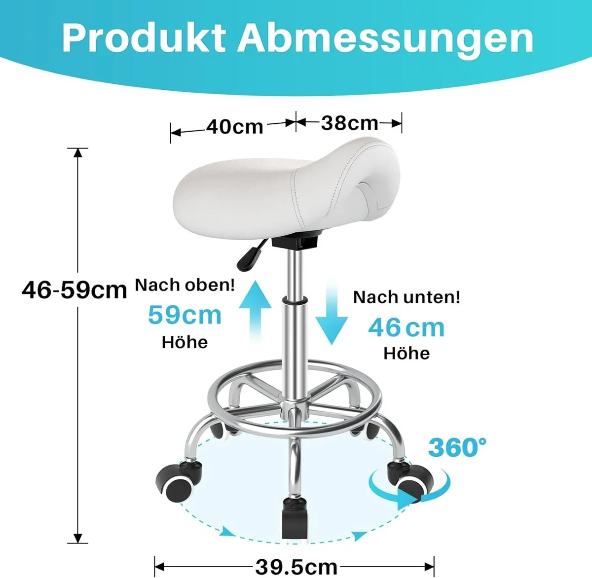 Stool Ergonomic Comfortable Rolling Chair - Image 2
