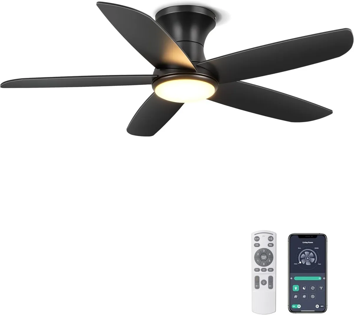 46 Inch Ceiling Fan with Lights Remote App - Image 1