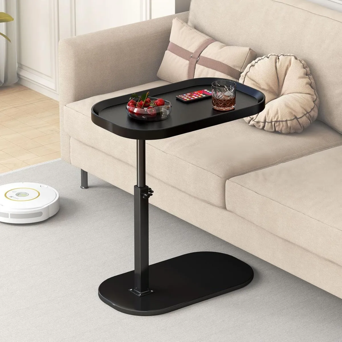 Adjustable Height C Shaped Side Table - Image 1