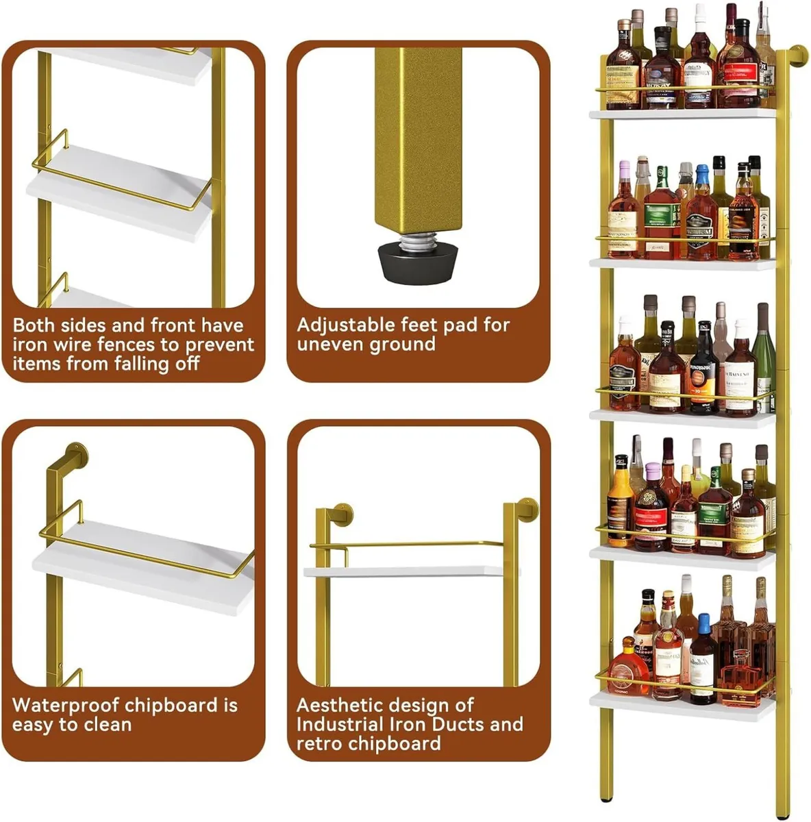 5-Tier Freestanding Wine Racks Liquor Display - Image 3