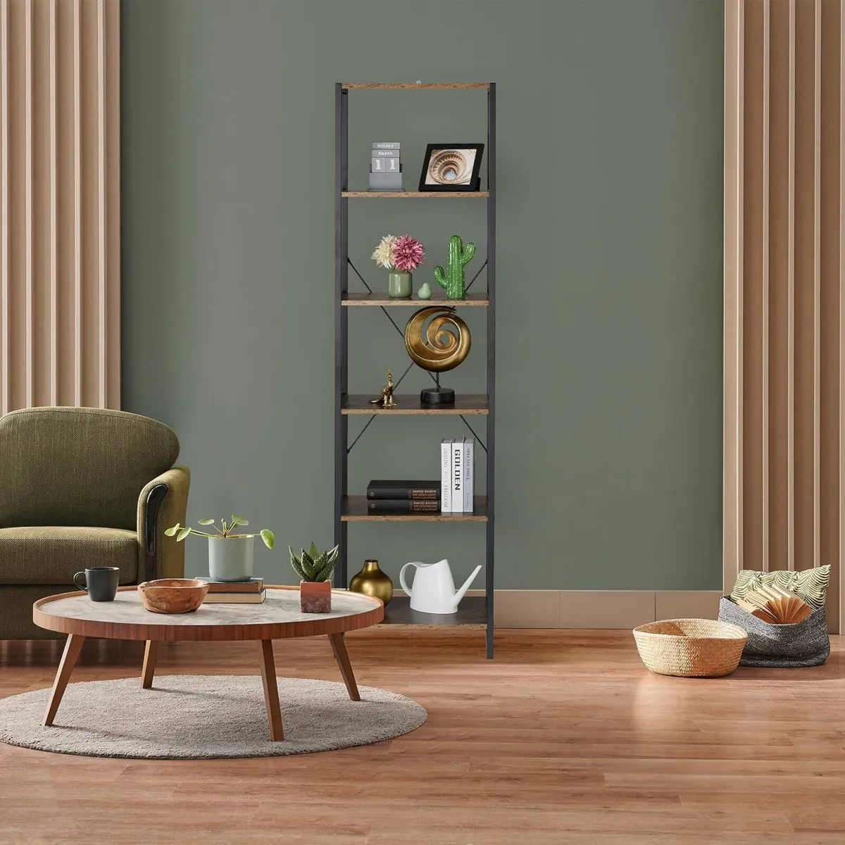 Bookcase with 6 Tiers Industrial Look - Image 2