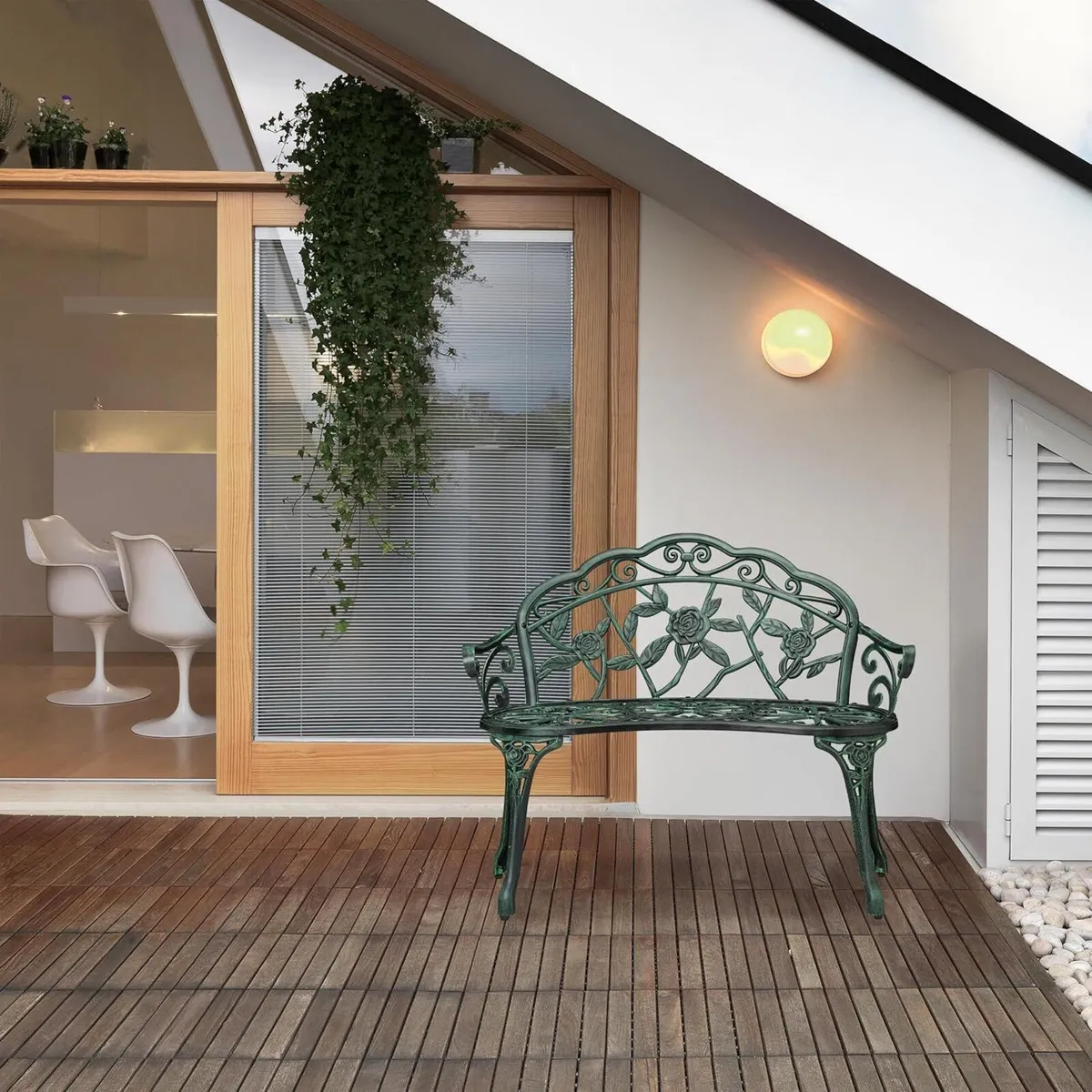 Garden Bench 2-Seater Balcony Patio Aluminium - Image 2