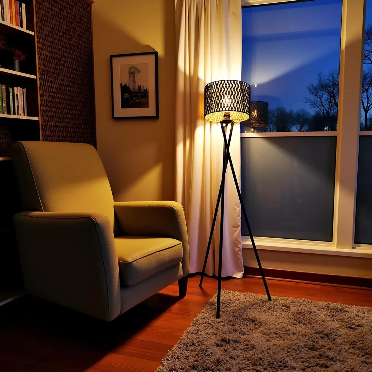 Modern Tripod Floor Lamp Decorative Shade Lamps - Image 3