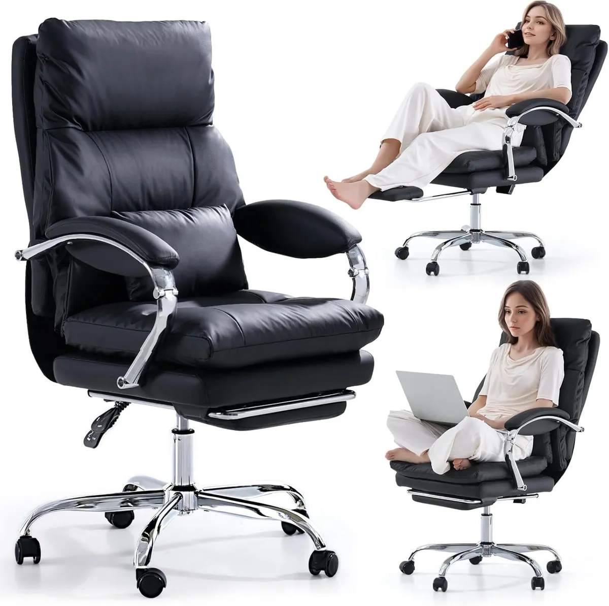 Desk Chairs with Foot Rest Reclining Office Chair - Image 1