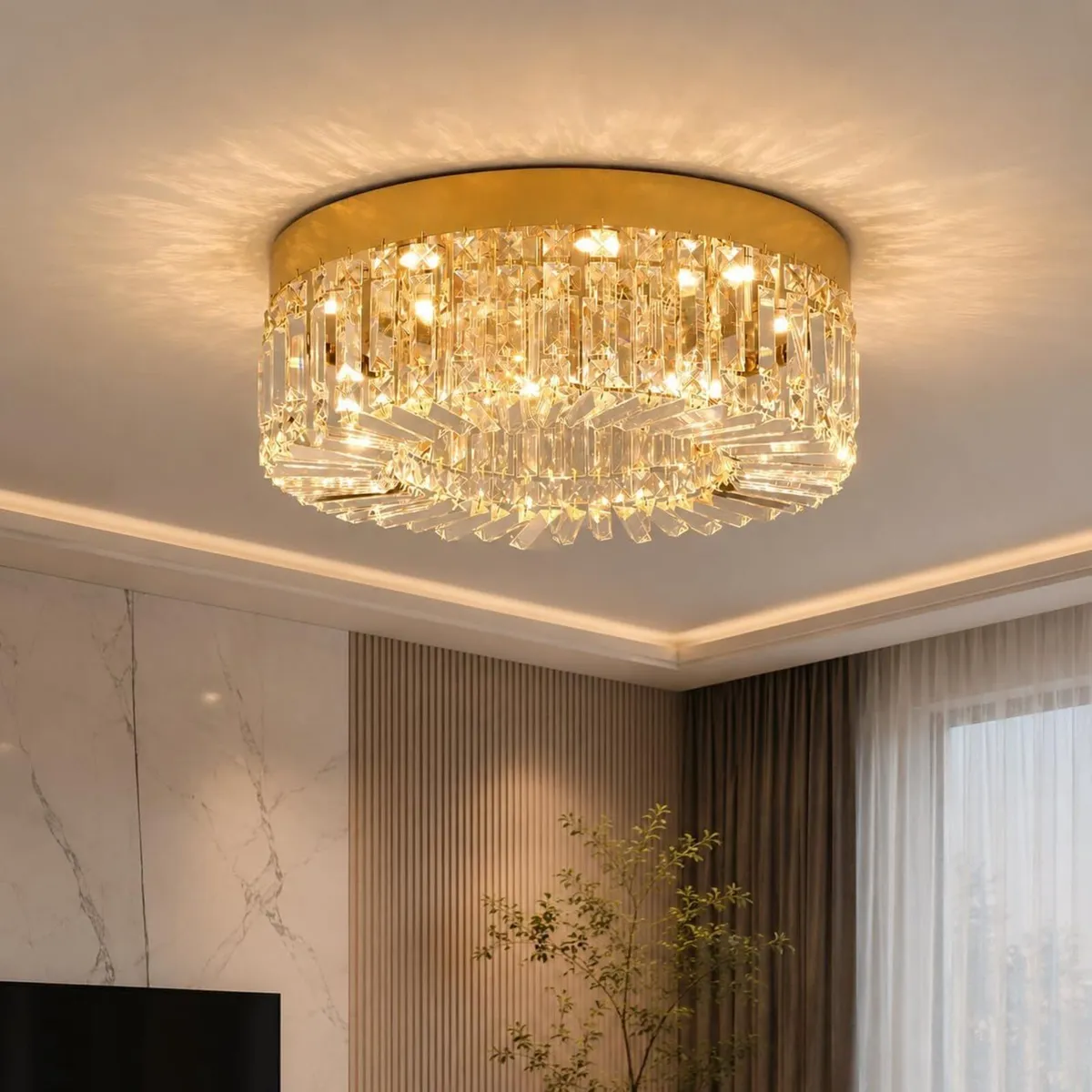 50CM Crystal LED Chandelier Modern Flush Mount - Image 1