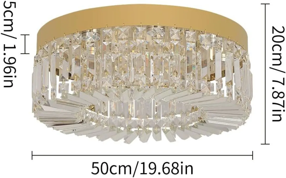 50CM Crystal LED Chandelier Modern Flush Mount - Image 2