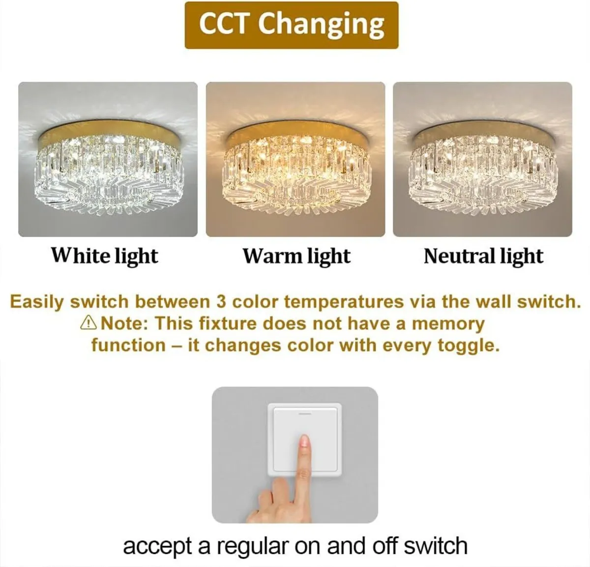 50CM Crystal LED Chandelier Modern Flush Mount - Image 3