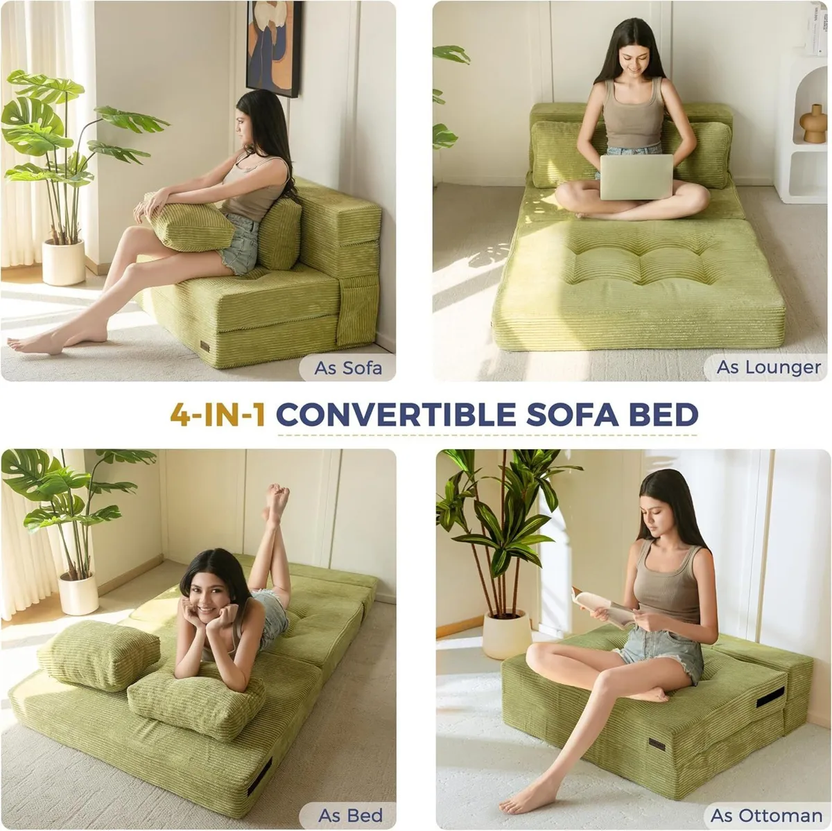 Folding Foam Sofa Bed Tri-Fold Mattress with 1 - Image 3