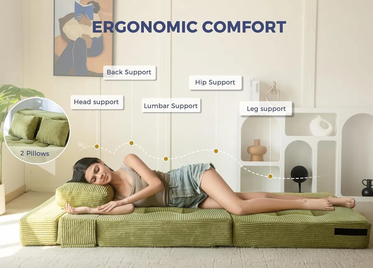 Folding Foam Sofa Bed Tri-Fold Mattress with 1 - Image 4