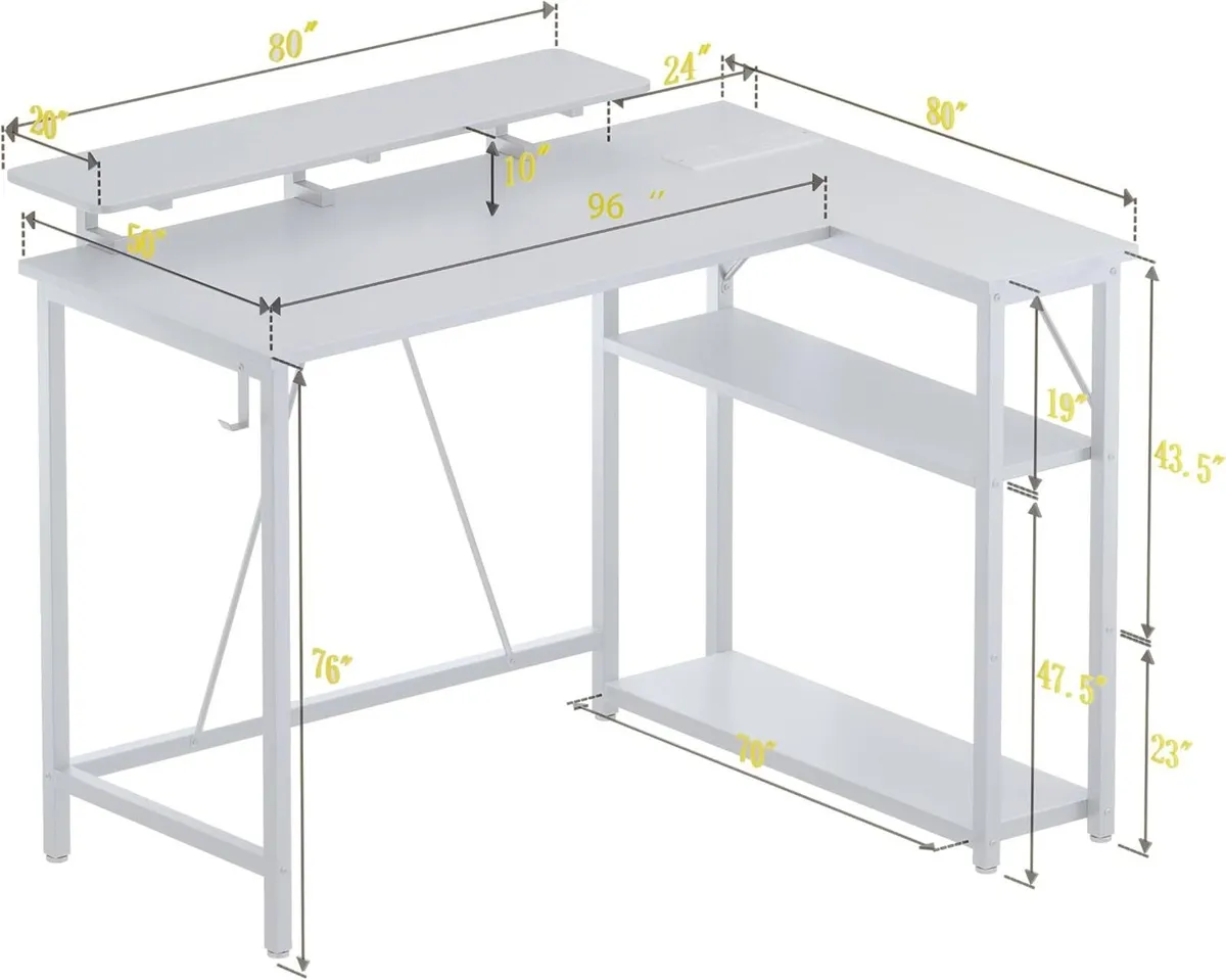 L Shaped Gaming Desk with RGB LED Lights - Image 2