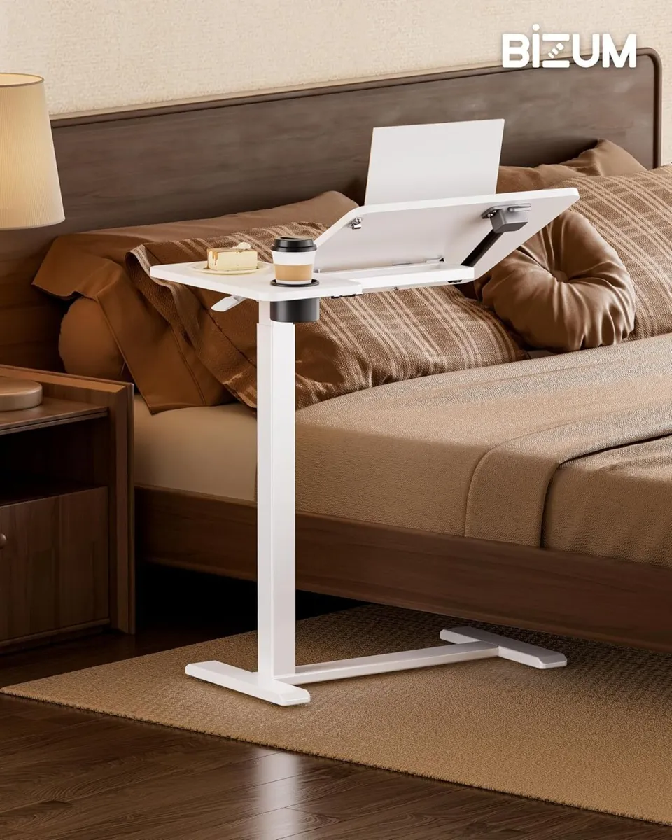 Bzium Overbed Bedside Table with Hidden Wheels - Image 2