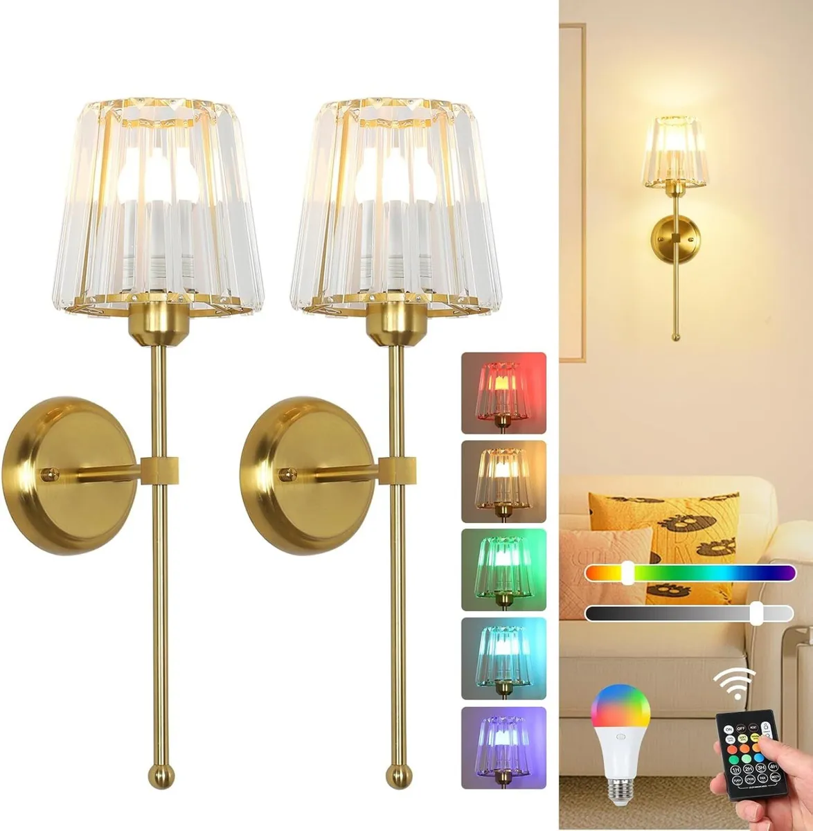 Battery Operated Wall Lights Rechargeable (Set - Image 1