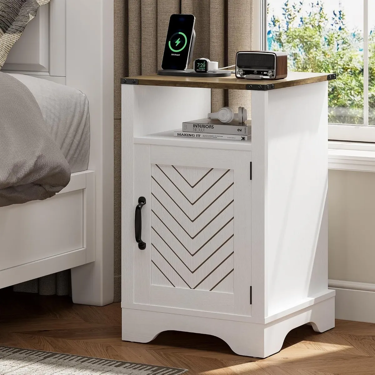 Bedside Table with Charging Station 2 Ac Outlets - Image 1