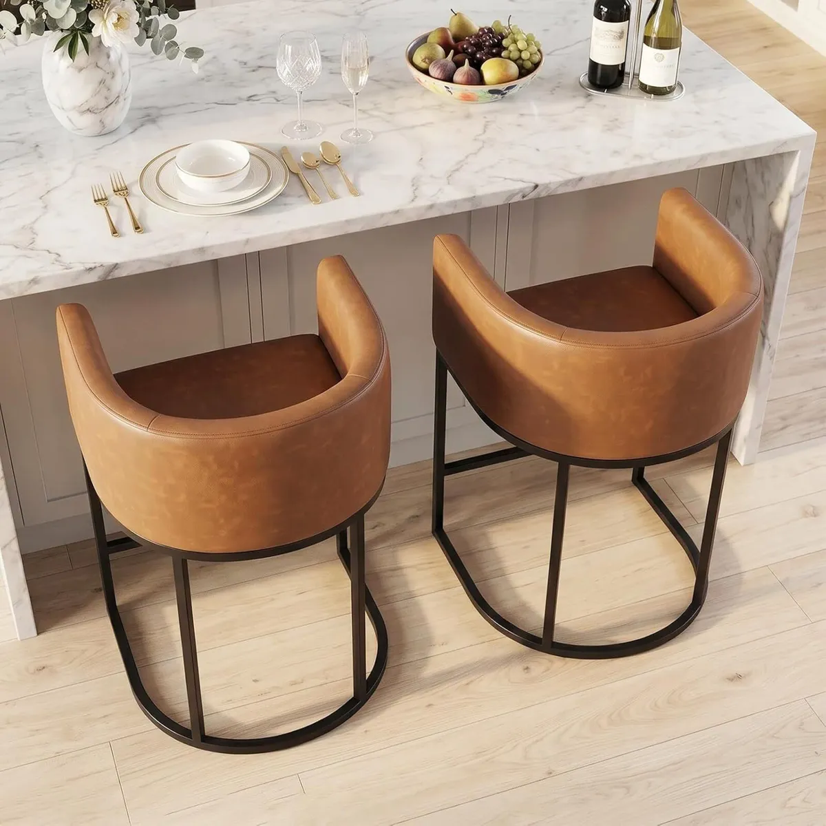 Counter Height Bar Stools 24 Inch Linen (Set of 2) - Image 1